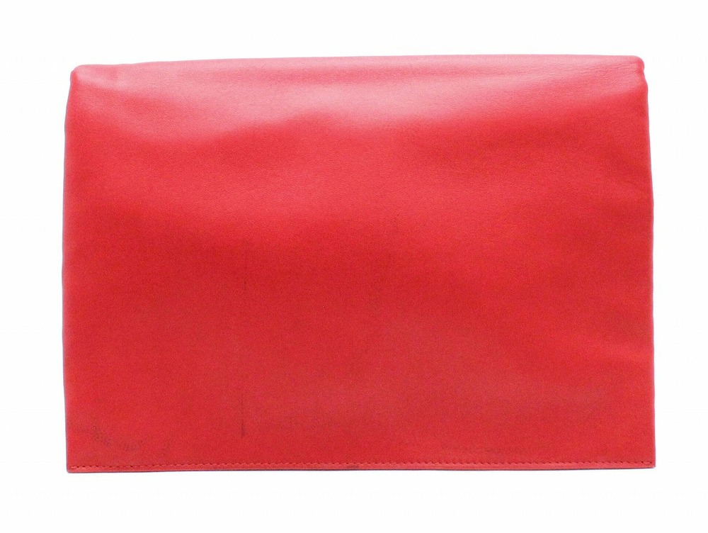 Celine Trio Pouch Clutch Shoulder Bag Lambskin Calfskin Red